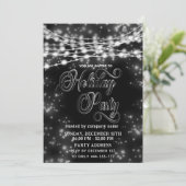 ストリングライト白黒企業のホリデーパーティー 招待状 (スタンド正面)