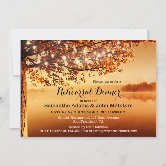 ストリングライト秋リハーサルディナー招待状 招待状 (正面)