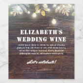 ストリングライト素朴とウッドバ結婚ーン ワインラベル (シングルラベル)