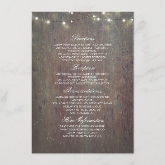 ストリングライト素朴と木結婚材の情報 エンクロージャーカード (正面)