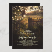 ストリングライト素朴な国の結婚式 招待状 (正面/裏面)