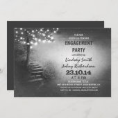 ストリングライト素朴な婚約パーティ 招待状 (正面/裏面)