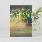 ストリングライト素朴な木のヴィンテージ結婚式招待状 招待状 (スタンド正面)