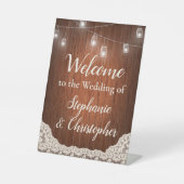 ストリングライト素朴ウッドスクリプトへようこそ 台座サイン (正面)