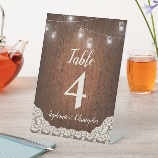 ストリングライト素朴ウッドスクリプトテーブル番号 台座サイン (インサイチュ)