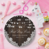 ストリングライト素朴ウッドフローラレース結婚ズ ペーパープレート (パーティー)