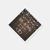 ストリングライト素朴ハートズ結婚ウッド スタンダードカクテルナプキン (角)