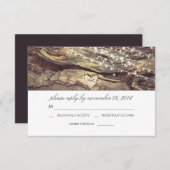 ストリングライト素朴ハート木製ウェディングRSVP 出欠カード (正面/裏面)