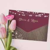 ストリングライト素朴バーガン結婚ディ オールインワン招待状