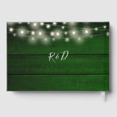 ストリングライト素朴フローラグリーン結婚ウッド ゲストブック (裏面)