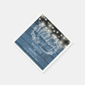 ストリングライト素朴フローラブルー結婚ウッド スタンダードカクテルナプキン (角)