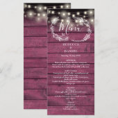 ストリングライト素朴フローラレッドウッド結婚ズ メニュー (正面/裏面)