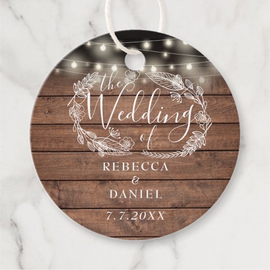 ストリングライト素朴フローラ結婚ウッド フェイバータグ (正面)