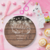 ストリングライト素朴フローラ結婚ウッド ペーパープレート (パーティー)