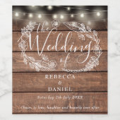 ストリングライト素朴フローラ結婚ウッド ワインラベル (シングルラベル)