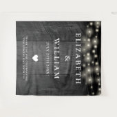 ストリングライト素朴ブラックウッドフォトバックグラウンド タペストリー (正面(横))