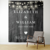 ストリングライト素朴ブラックウッドフォトバックグラウンド タペストリー (インサイチュ)