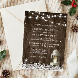 ストリングライト素朴ホワイトランタンウィンターウェディング 招待状