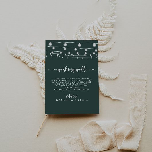 ストリングライト結婚グリーンの願い井戸 エンクロージャーカード