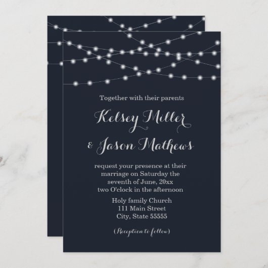 ストリングライト結婚式招待状 招待状 (正面/裏面)