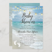 ストリングライト美しいビーチ男の子女の子の赤ちゃんシャワー 招待状 (正面/裏面)