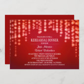 ストリングライト赤いリハーサルディナー招待 招待状 (正面/裏面)