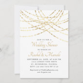 ストリングライト金ゴールドエレガントカップルウェディングシャワー 招待状 (正面)