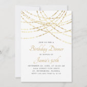 ストリングライト金ゴールドエレガント誕生日ディナー 招待状 (正面)