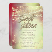 ストリングライト金ゴールドキラキラ輝く誘い 招待状 (正面/裏面)