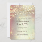 ストリングライト金ゴールド企業のクリスマスパーティー赤面 招待状 (正面)