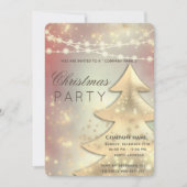 ストリングライト金ゴールド企業のクリスマスパーティー赤面 招待状 (正面)