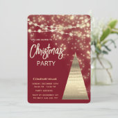 ストリングライト金ゴールド企業のクリスマスパーティー 招待状 (スタンド正面)