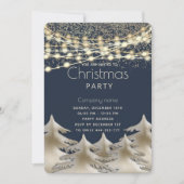 ストリングライト金ゴールド企業のクリスマスパーティー 招待状 (正面)