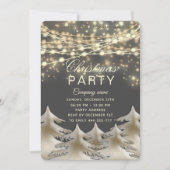 ストリングライト金ゴールド企業のクリスマスパーティー 招待状 (正面)