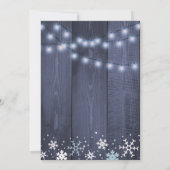 ストリングライト雪のフレーク納屋の木の男の子の赤ちゃんシャワー 招待状 (裏面)