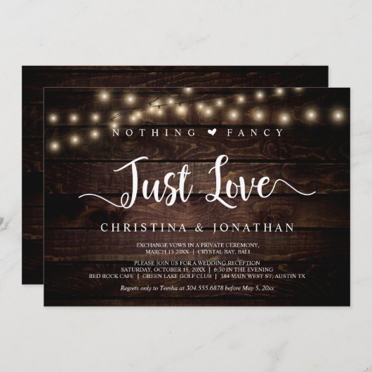 ストリングライト, ふたりの逃避行, 何も豪華ではなく、ただ愛を 招待状 (正面/裏面)