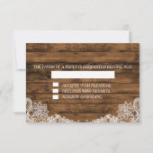 ストリングライト ウッドとレース RSVP カード (裏面)