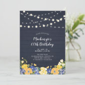 ストリングライト&ウッド |フローラ成人誕生日パーティー 招待状 (スタンド正面)