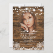 ストリングライト ウッド＆レース スイート16 パーティー 招待状 (正面)