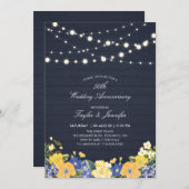 ストリングライト & ウッド | 結婚50周年 招待状 (正面/裏面)