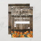 ストリングライト | カントリー素朴バレル結婚式RSVP 出欠カード (正面/裏面)
