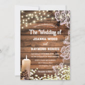 ストリングライト キャンドル＆レース　魅惑のウェディング 招待状 (正面)