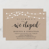 ストリングライト クラフト, ブラックフォント, 結婚式の秘密結婚 招待状 (正面/裏面)