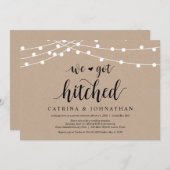 ストリングライト クラフト, ブラックフォント, 結婚式の秘密結婚 招待状 (正面/裏面)