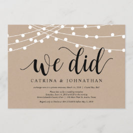 ストリングライト クラフト, 黒フォント, 結婚式の秘密の誓い 招待状