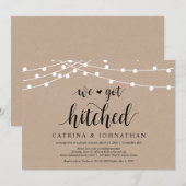 ストリングライト クラフト, 黒フォント, 結婚式の秘密結婚式 招待状 (正面/裏面)