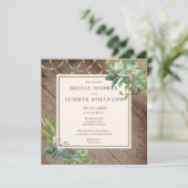 ストリングライト グリーンナリー ラスティック ブライダルシャワー 招待状 (スタンド正面)