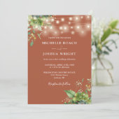 ストリングライト グリー ネリー テラコッタ フォト ウェディング 招待状 (スタンド正面)