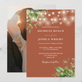 ストリングライト グリー ネリー テラコッタ フォト ウェディング 招待状