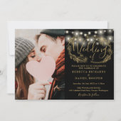 ストリングライト ゴールド フォリアージ フォト ウェディング ディテールズ 招待状 (正面)